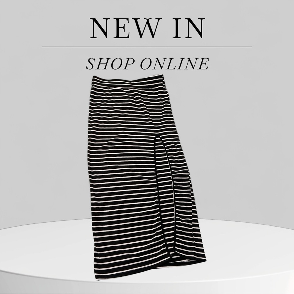 SHEIN Black and White Striped Maxi Skirt
